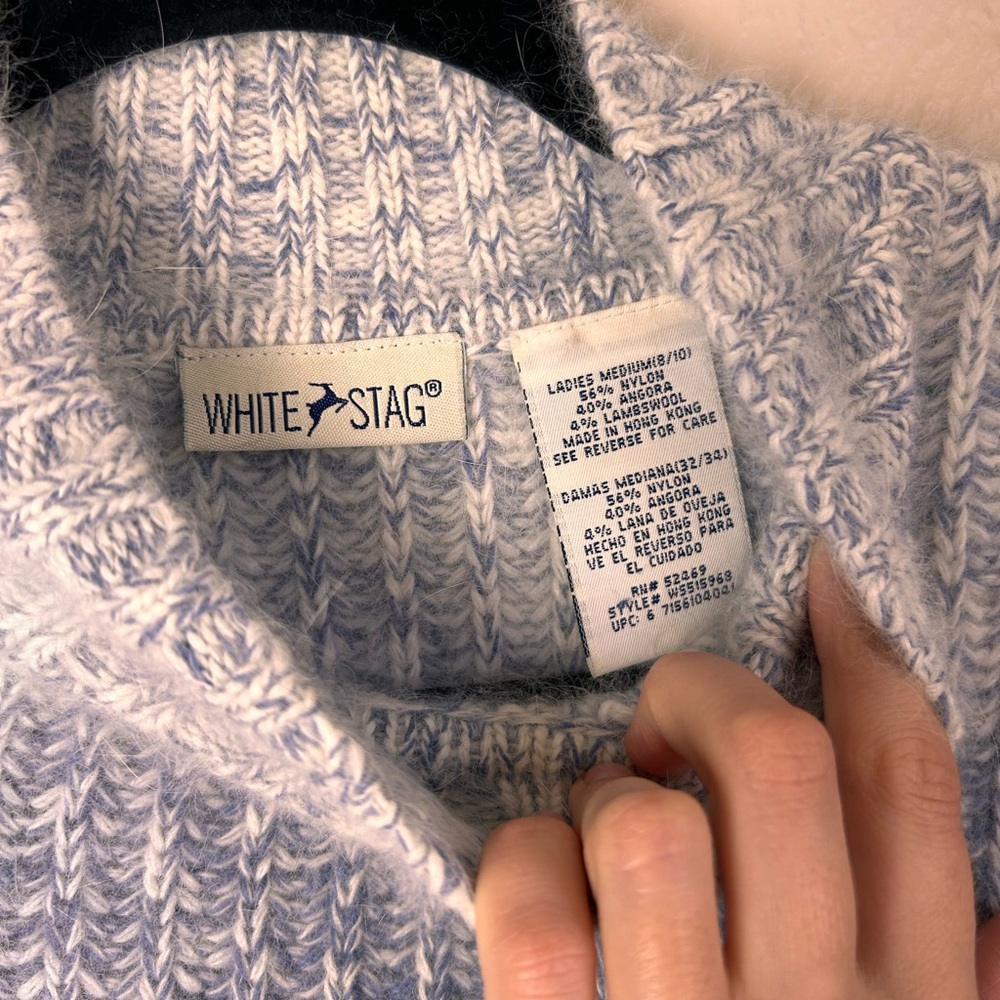 Vtg White Stag angora blend striped blue turtleneck sweater - Picture 6 of 6